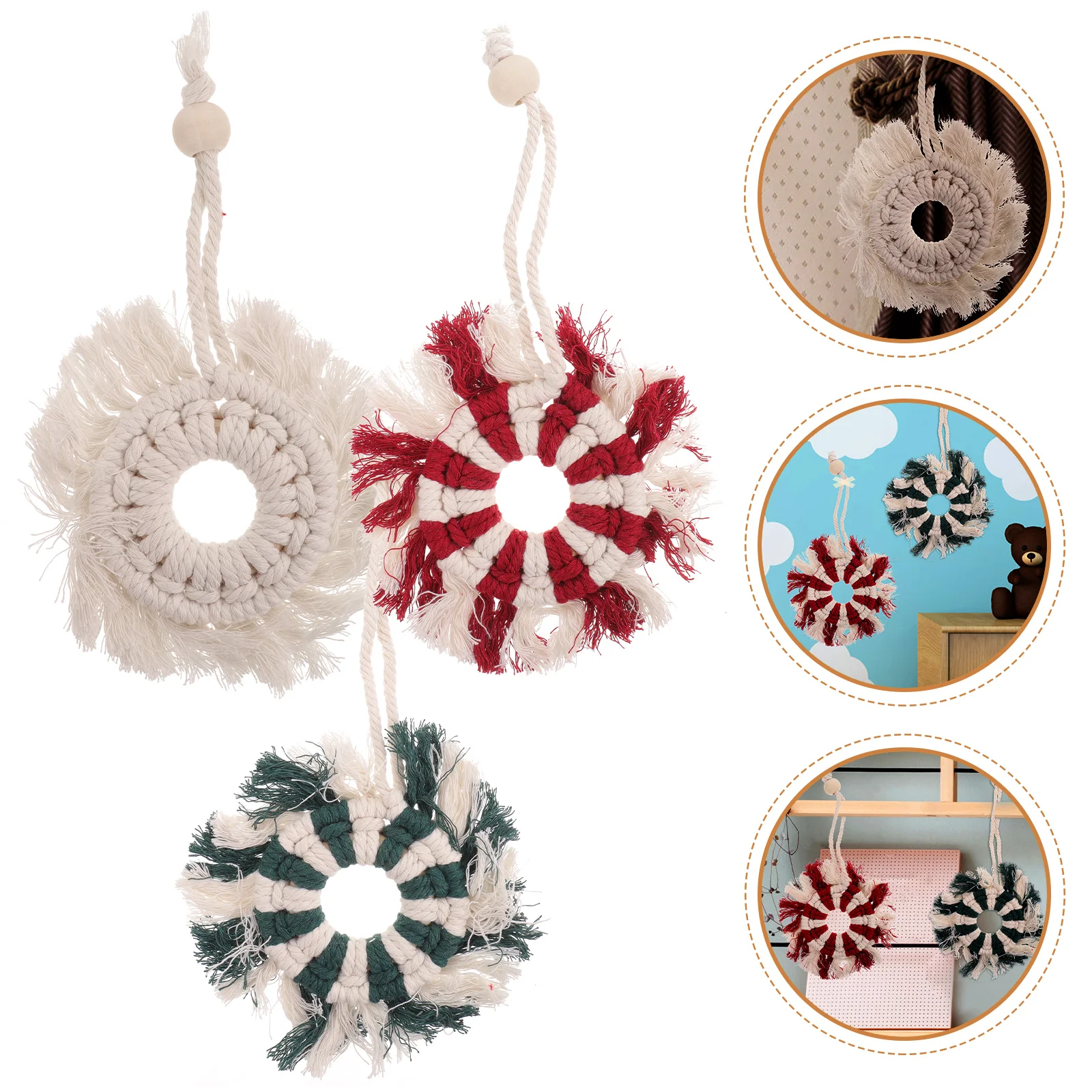 

Wall Macrame Hangingwoven Decor Bohemian Ornament Tassel Decoration Tapestry Holder Tree Christmas Window Wedding Cotton Fringe