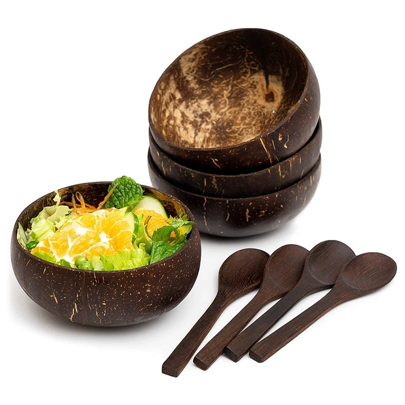 

Coconut Bowls Serving Smoothie Bowl and Spoon Gift Natural Handmade,for Vegans Breakfast,Party Ice Cream Cereal