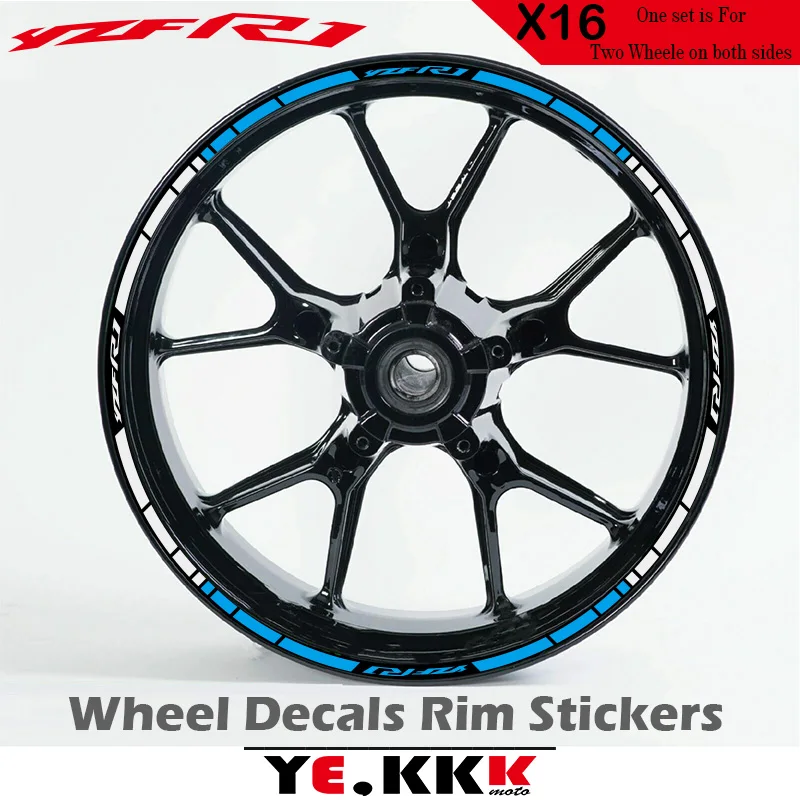 For Yamaha YZFR1 R1 1000 YZF1000 17 Inch Wheel Hub Sticker Decal YZF-R1 Logo Custom Color