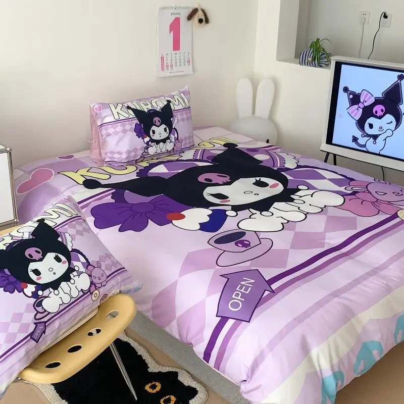 

Magic Kuromi Crayon Shin-Chan Pochacco Cotton Four-Piece Set Anime Bed Linen Quilt Cover Student Dormitory Three-Piece Set