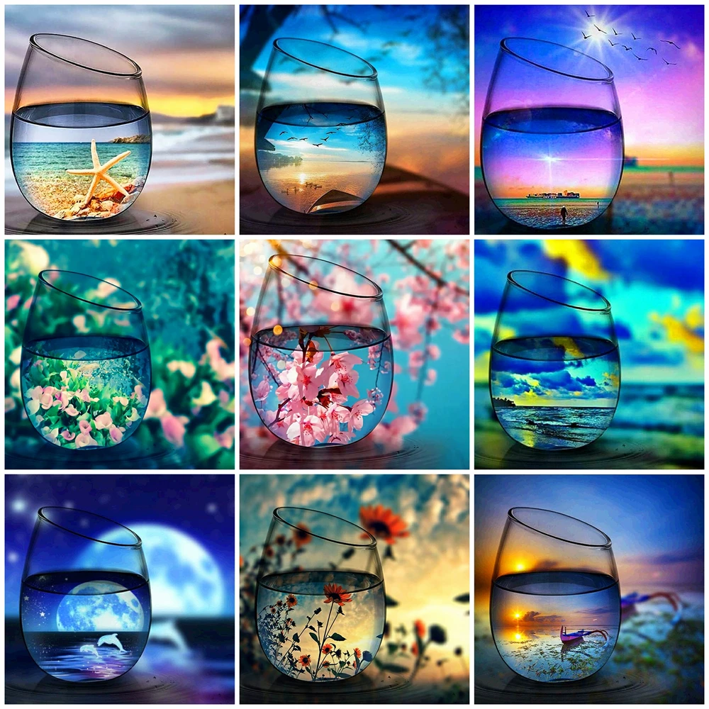 

EverShine Алмазная мозаика пейзаж вышивка крестиком Алмазная вышивка закат полная площадь Алмазная живопись бутылка картина стразами рукодели...