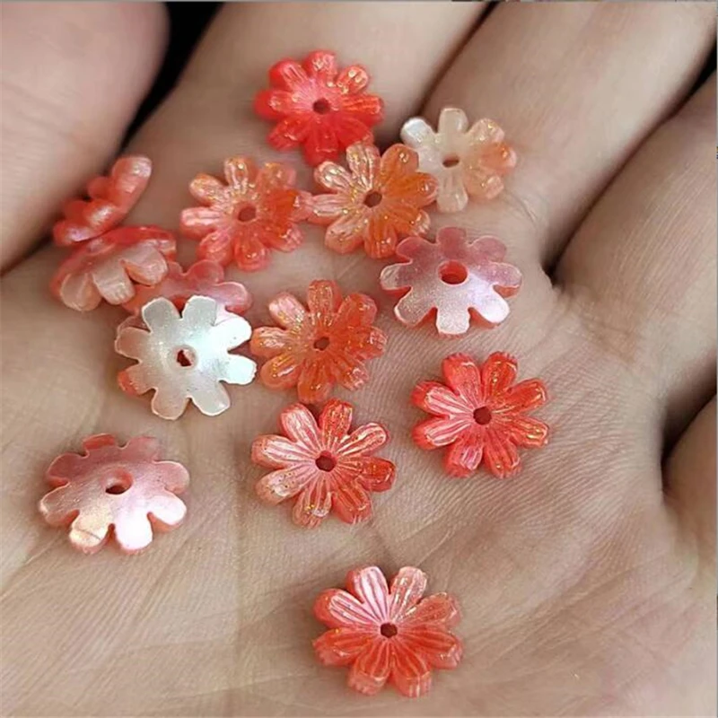 20Pcs/lot New Creative 10MM Acetic Acid Flower Beads Resin Torus Spacer Bead Connectors Diy Hairpin Jewelry Making Acessories