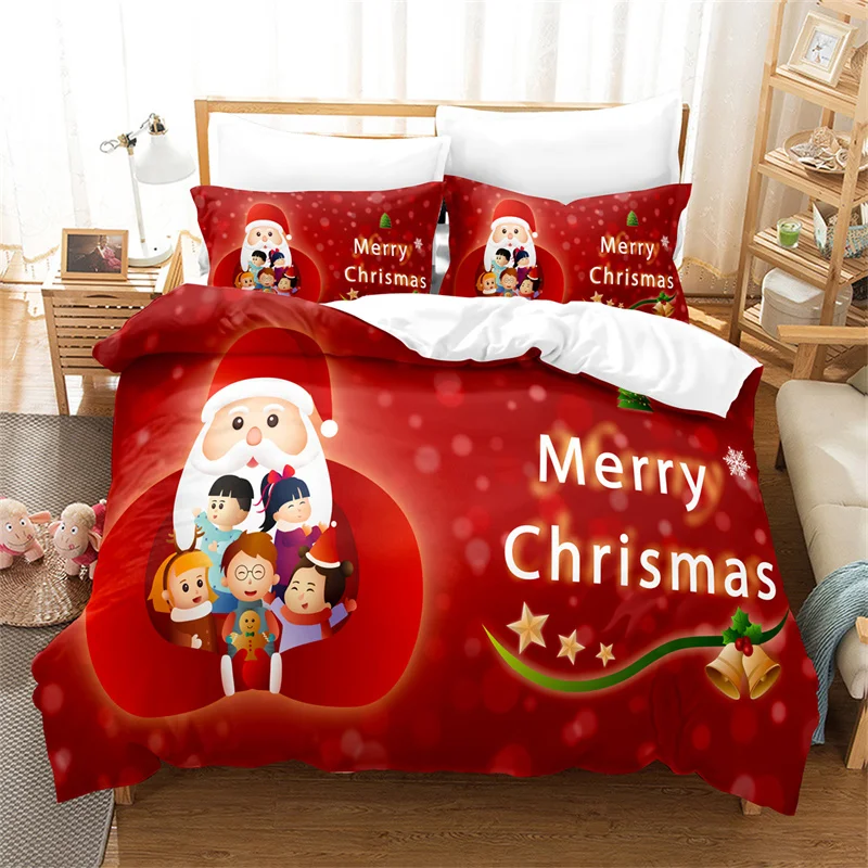 

Merry Christmas Bedding Set Duvet Cover New Year Quilt Cover Boys Girls Bed Set Christmas Decorations Bedroom Hotel Bedding Set