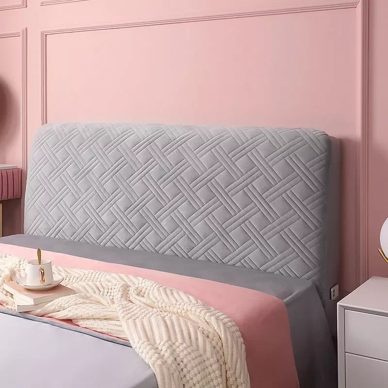 

Thicken Soft Plush Quilted Head Cover Thicken Velvet Headboard Cover Solid Color Bed Back Dust Protector Cover European Style
