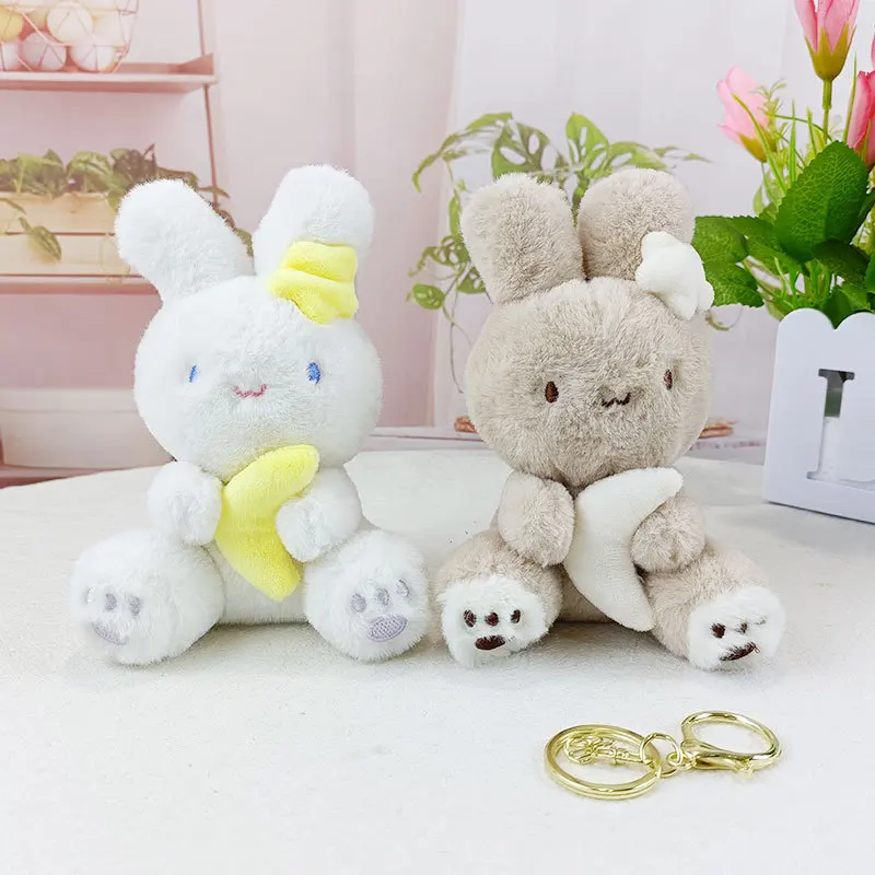 

New rabbit Hold moon plush toy sweet keychain pendant cute rabbit doll couple bags accessories doll couple birthday gifts