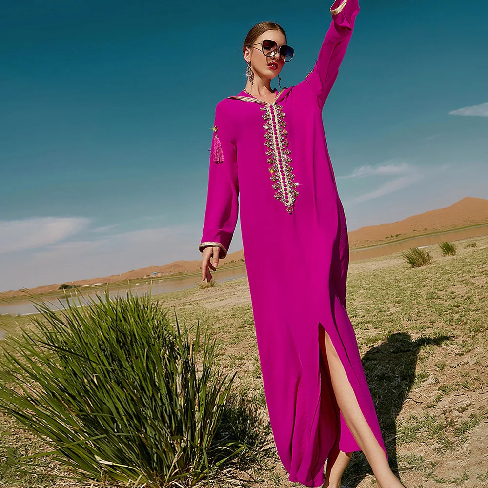 Ramadan Moroccan Kaftans for Women Abaya Dubai Djellaba Evening Caftan Dresses Diamond Muslim Wedding Long Dress Islam Clothing
