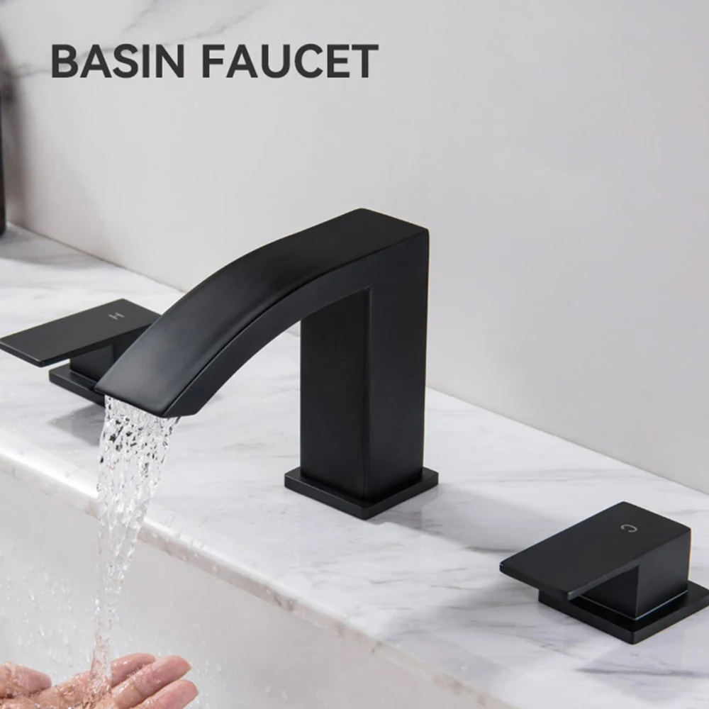 

Two Stainless Faucet Color Golden Water Valve Brushed Basin Hot Cold Handle Core Black 304 Ceramic And Steel Bathroom Matte