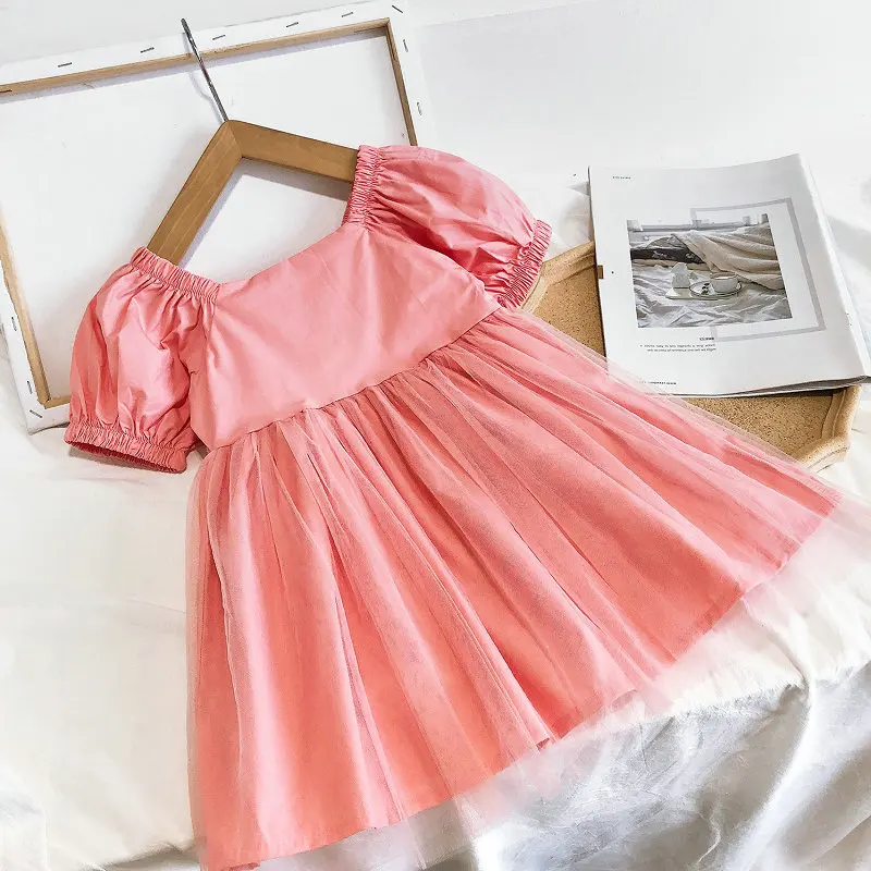 

Baby Girls Ruff Sleeve Party Dress For Kids Clothes Girls 2021 Summer Pleated Tutu Dresses Children Clothing Costume 3-7T