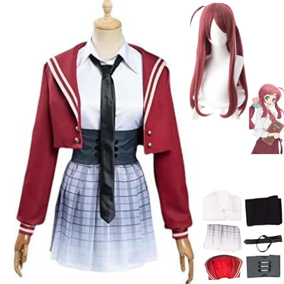 

Anime Zombieland ZOMBIE LAND SAGA Minamoto Sakura Cosplay Costume Wig JK Uniform Sailor Collar Coat Woman Kawaii Halloween Suit