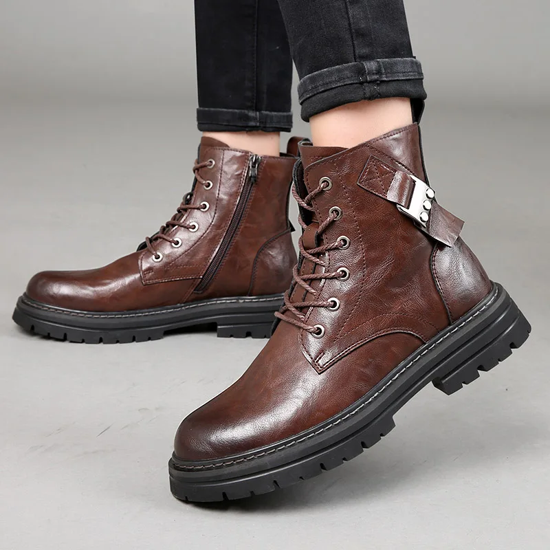 Новинка 2024 модные мужские ботинки мотоциклетные в стиле панк с заклепками