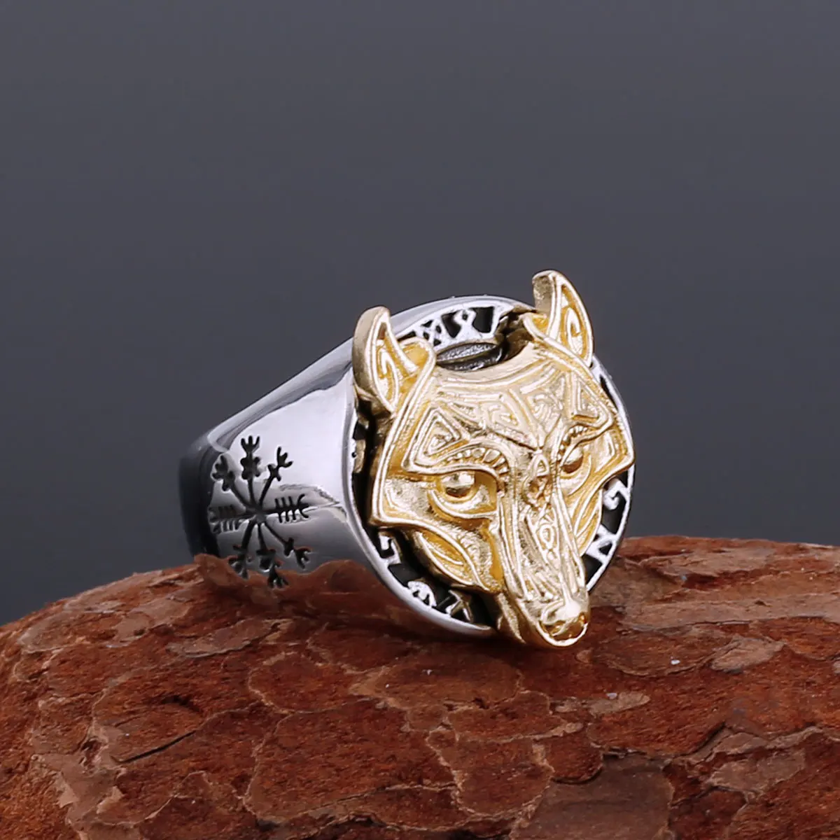

Nordic Animal Viking Fashion Retro Wolf Head Ring Nordic Men's Amulet Ring Scandinavian Jewelry Gift Ornaments Wholesale