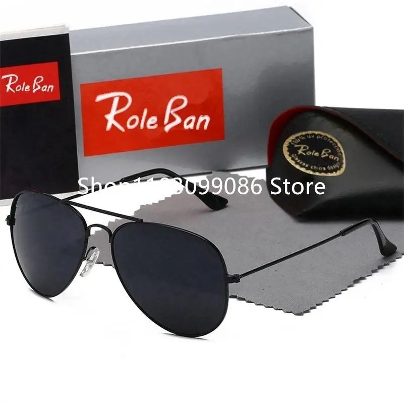 

Очки солнцезащитные Roleban поляризационные для мужчин и женщин, круглые солнечные очки с защитой от ультрафиолета, в металлической оправе, с черными линзами, для вождения