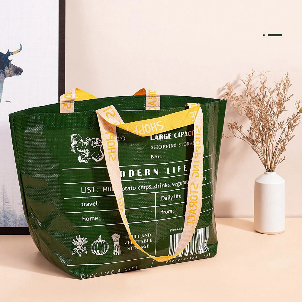 

Fashion Large Capacity Woven Bag Shopping Bag Simple Portable Foldable Shoulder Bag Handbag Outdoor Travel Supplies