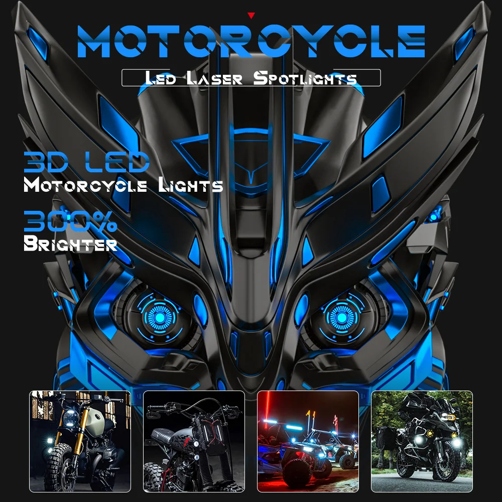 

Motorcycle Spotlight 12-80V 20W Bi-color LED Headlight High Beam & Low Beam White Yellow Super Bright Headlight Replacement
