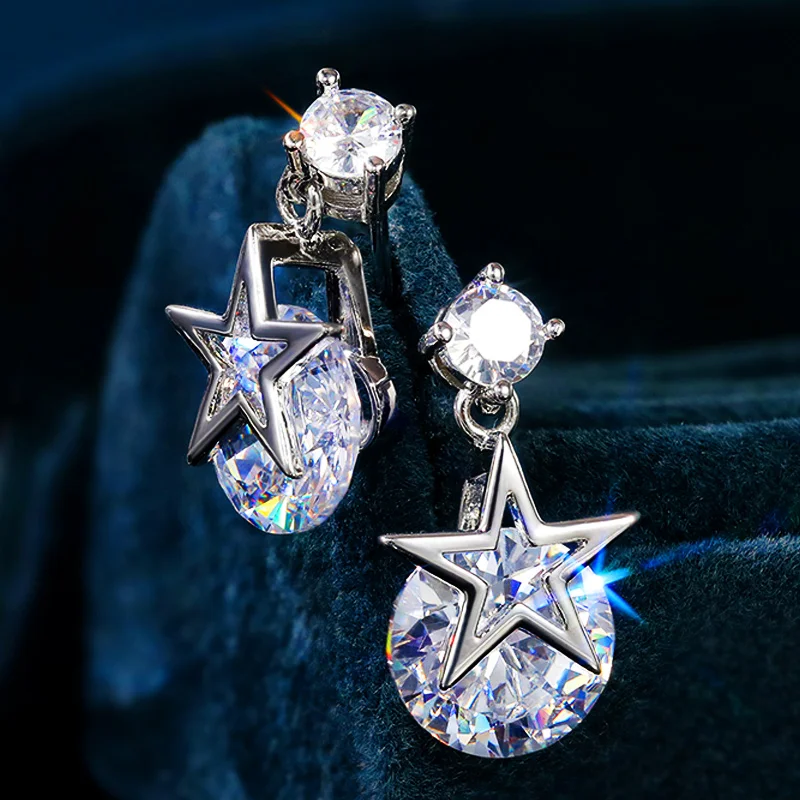 

New Delicate Five-pointed Zirconia Drop Earrings Women Stylish Accessories Wedding Party Lady's Statement Earring Jewelry New