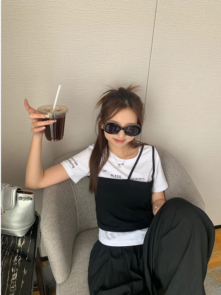 Yesyellow простой дизайн чувственный Слинг короткий рукав комплект женщин 2024 Лето