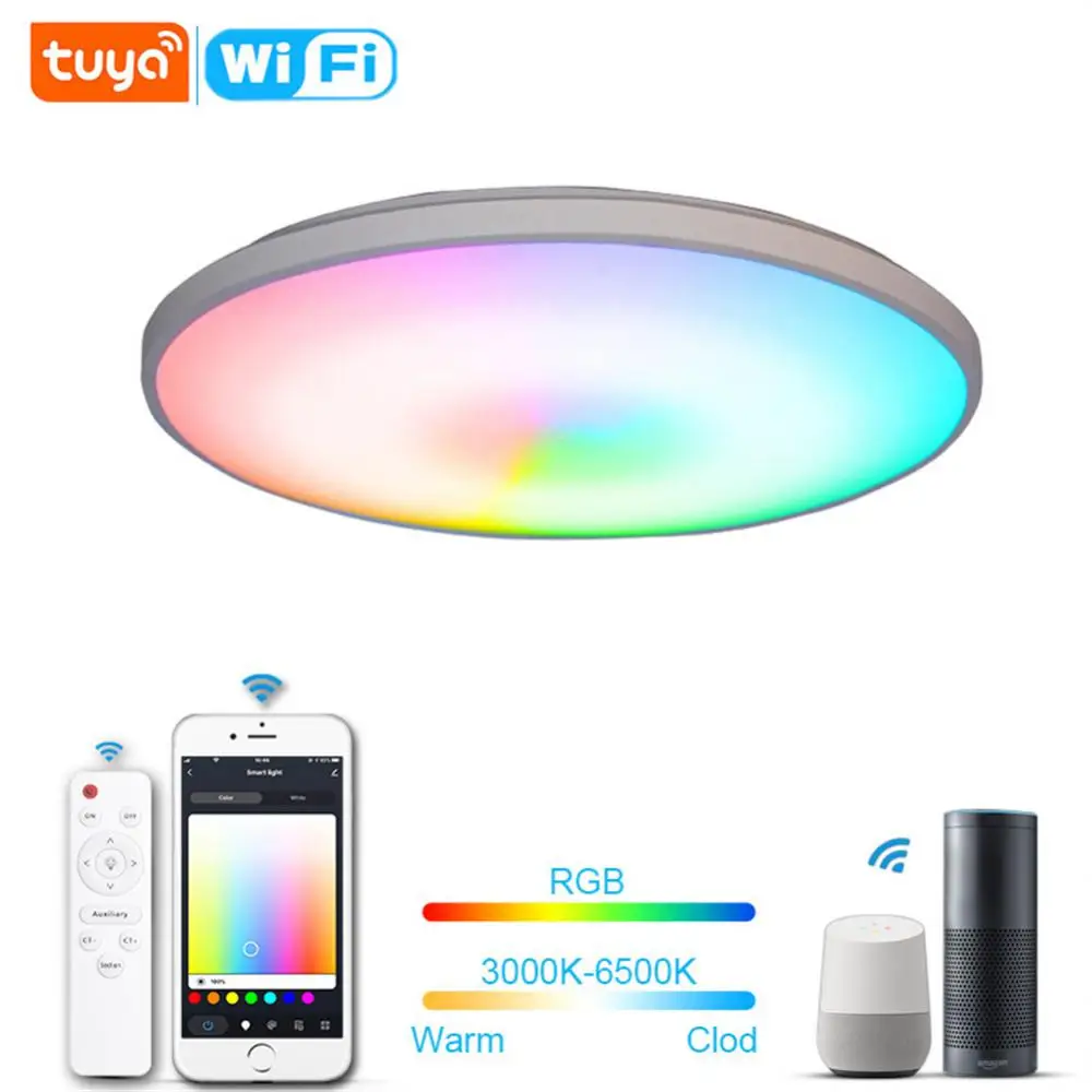 

Bedroom Decor Lighting 30w Voice Control Celling Light Work With Alexa Google Home Smart Ceiling Lamp Smart Home Tuya Wifi Rgbcw