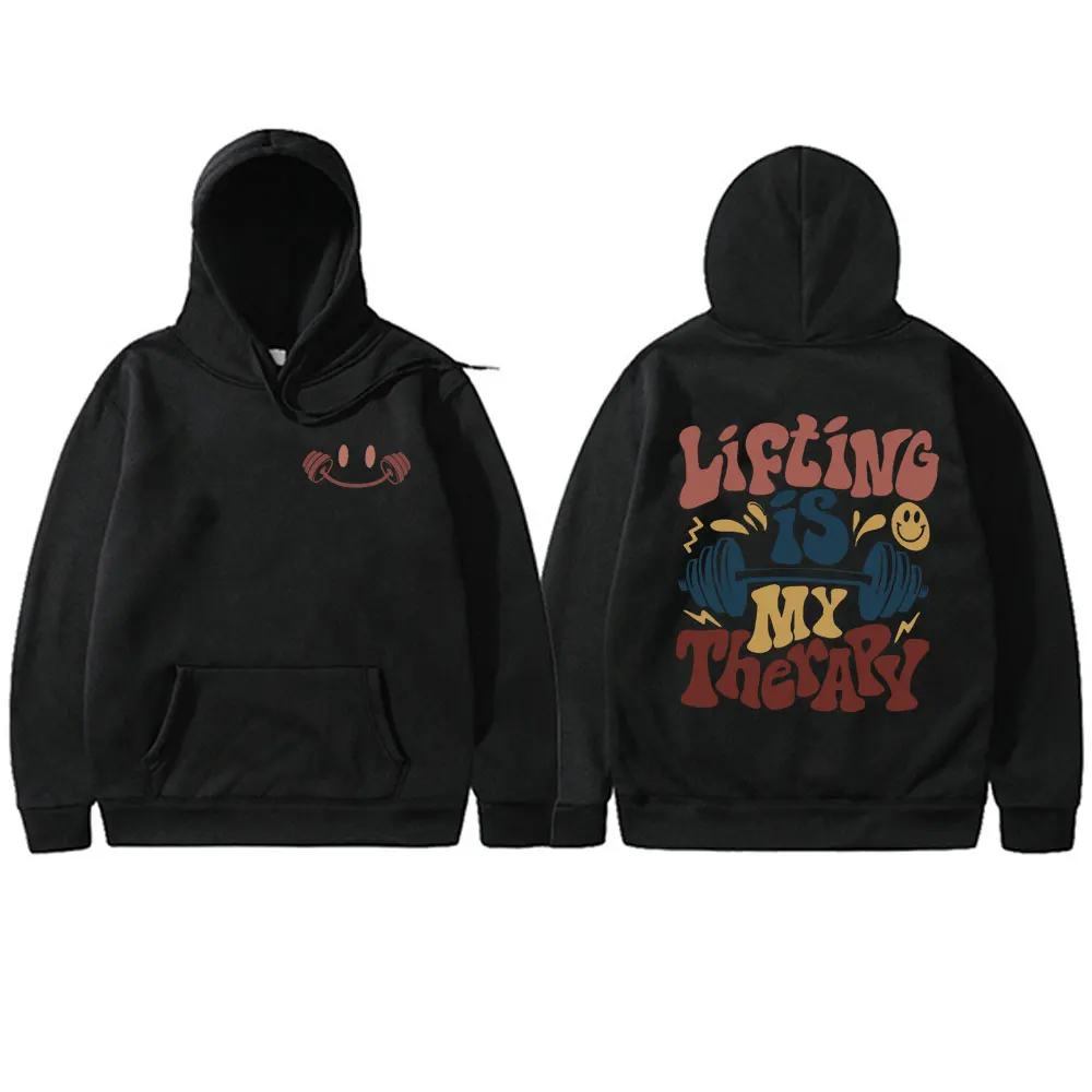Lifting Is My Therary Gym Fitness Pump Cover Hoodie Male Art Aesthetic Pullover Hoodies Men's Fleece Cotton Oversized Tracksuit