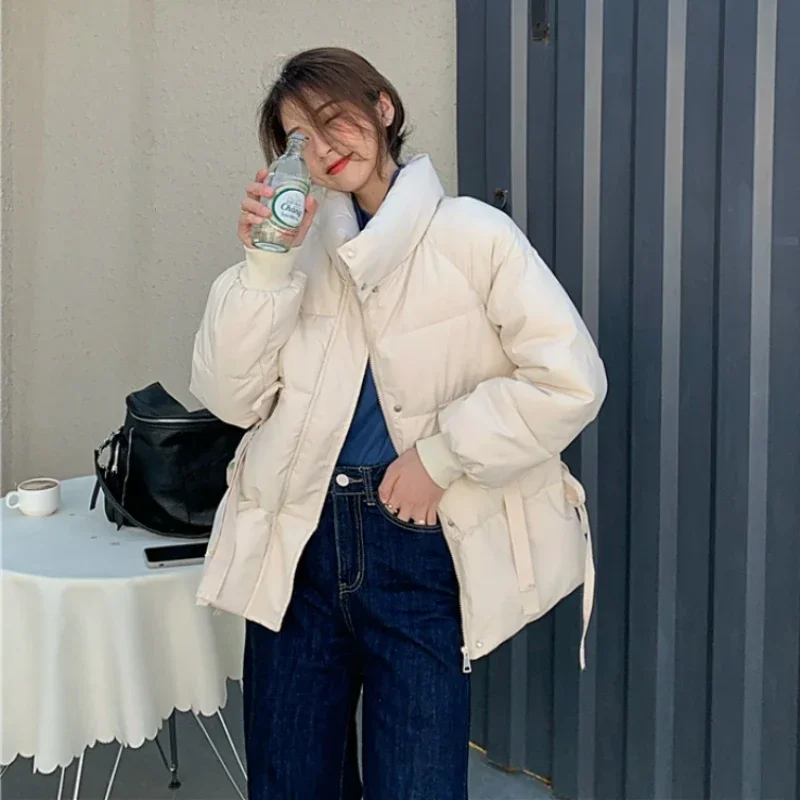 Парки женские свободные нежные дизайнерские повязки стильные теплые толстые