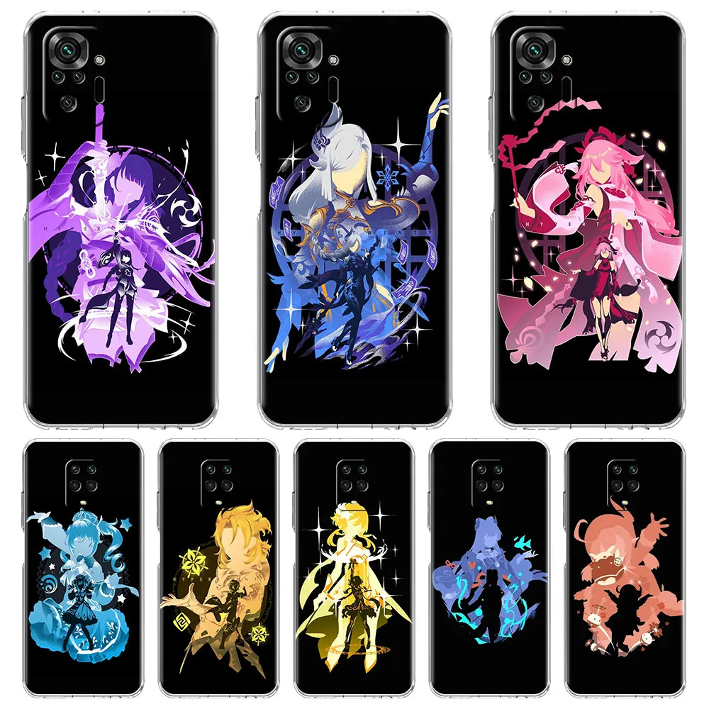 

Clear Case For Xiaomi Redmi Note 11 Pro 10 9 9S 8 8T 7 9A 9C 9T 10 10C K40 Transparent Phone Cover Anime Genshin Impact Cool