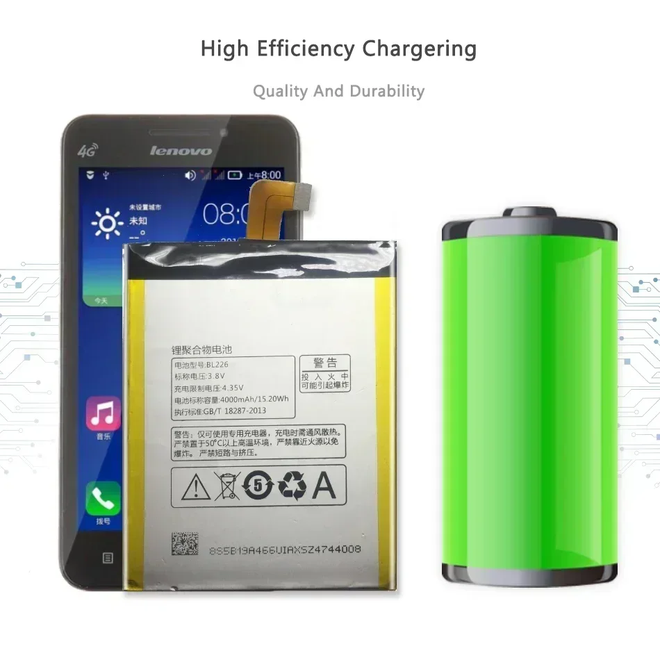 Аккумуляторы для мобильных телефонов большой емкости 4000 мАч lenovo bl226 BL226 S860