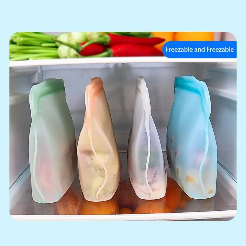 

Silicone Bags For Food Storage Food Storage Bag Contain Leak-Proof Reusable Storage Bags For Food Reusable Silicone Freezer Bags
