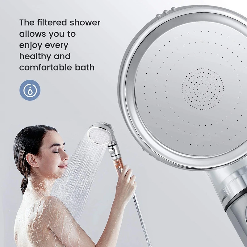 

2X 3 Modes SPA Ion Filter Shower Head High Pressure Saving Water Handheld Shower Nozzle Premium Bathroom Water Filter