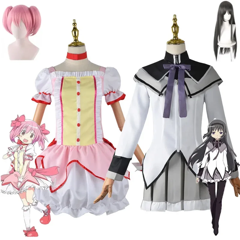 Аниме Волшебная девочка Puella Magi Madoka Magica Akemi Homura Kaname Косплей Костюм Mahou Shoujo Парик