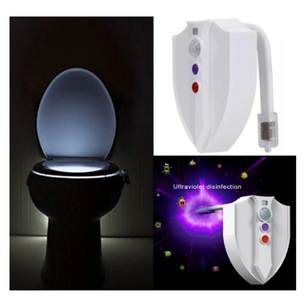 

Toilet Night Light PIR Motion Activated Seat Sensor 8 Colors Changing Night Lamp Toilet Bowl Lighting For Bathroom Washroom