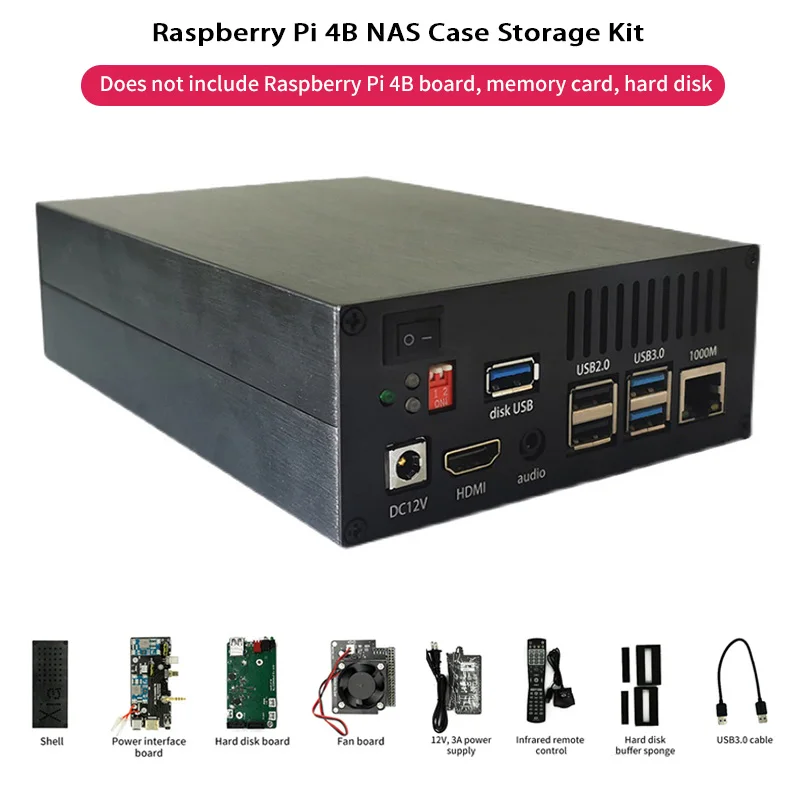 Чехол для Raspberry Pi 4B NAS сетевое хранилище частный облачный диск RAID двойной жесткий
