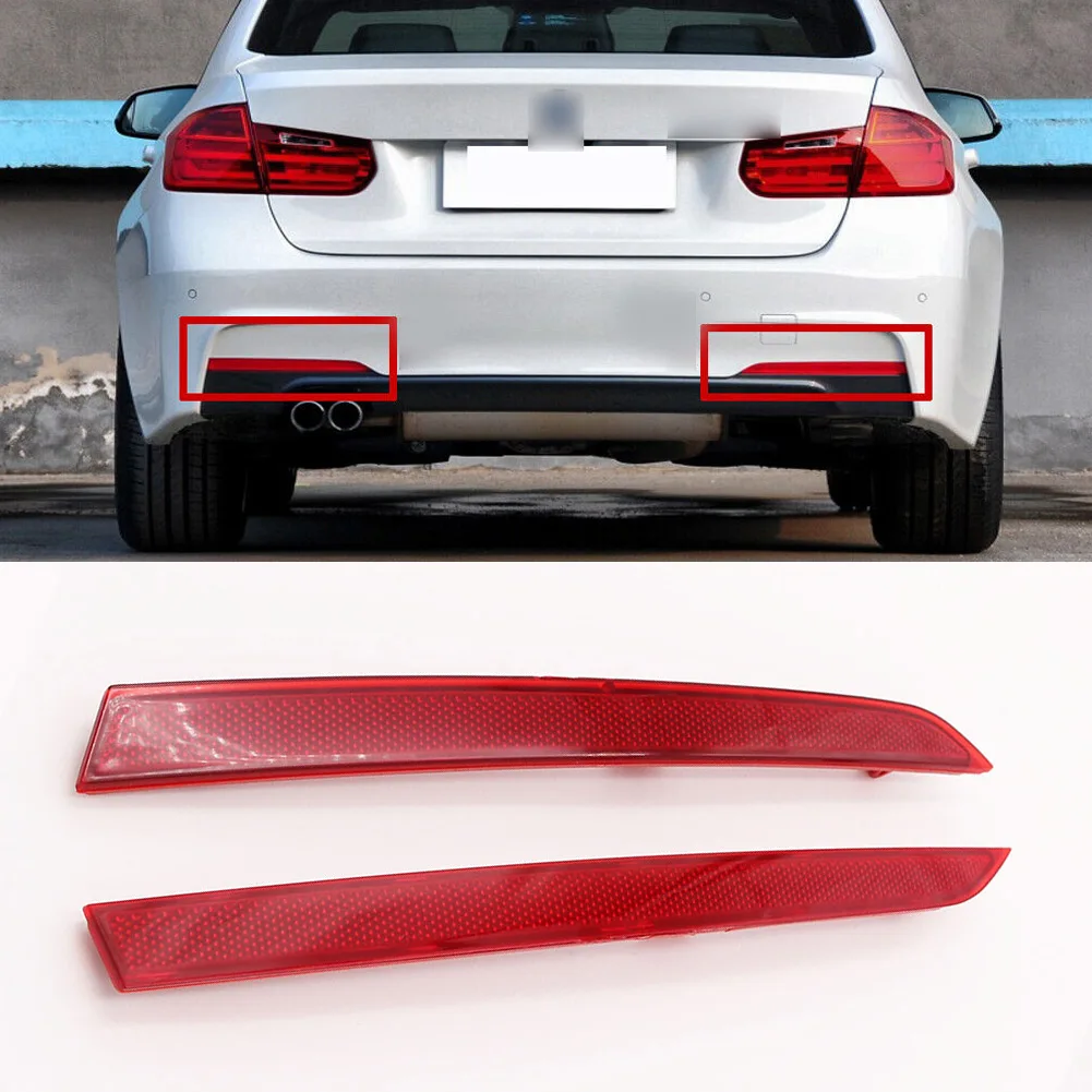 

1pair Rear Right Bumper Reflector Trim Plastic Red For BMW 3-Series F30 F31 M Sport 12-17 Rear Bumper Reflector Lamp