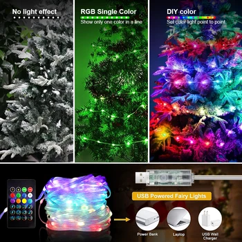 RGB IC Christmas Lights for Tree Led Fairy String Lights Christmas Tree Decor New Year's Eve 2024 Party Outdoor Camping Lights 2