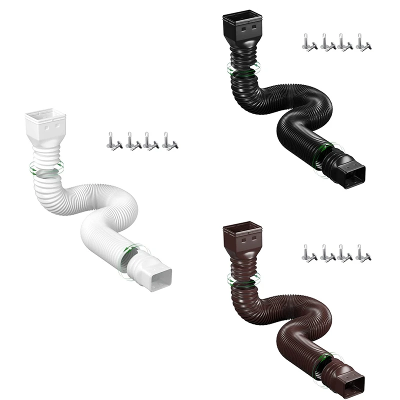

1 Set 21-60Inch Drain Downspout Connector Extender Connector Screws For Included White