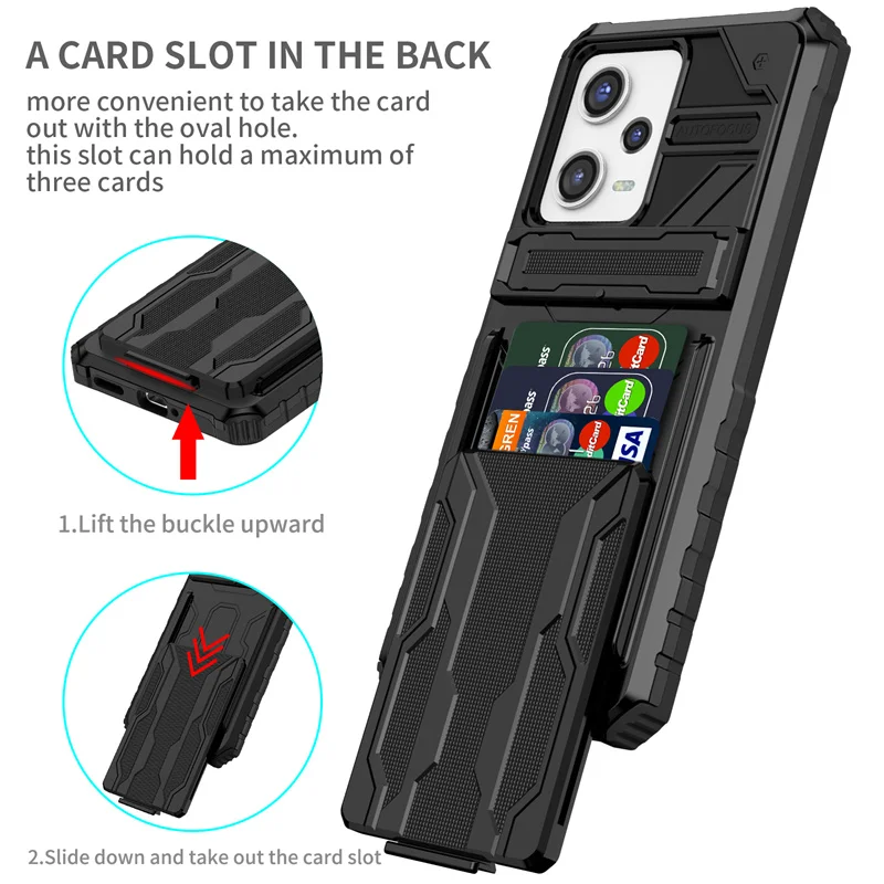 

Poco X5 Pro 5G Case Luxury Card Slot Armor Stand Holder Phone Case For Poko Little Poco X5 Pro Pocox5pro Shockproof Back Cover
