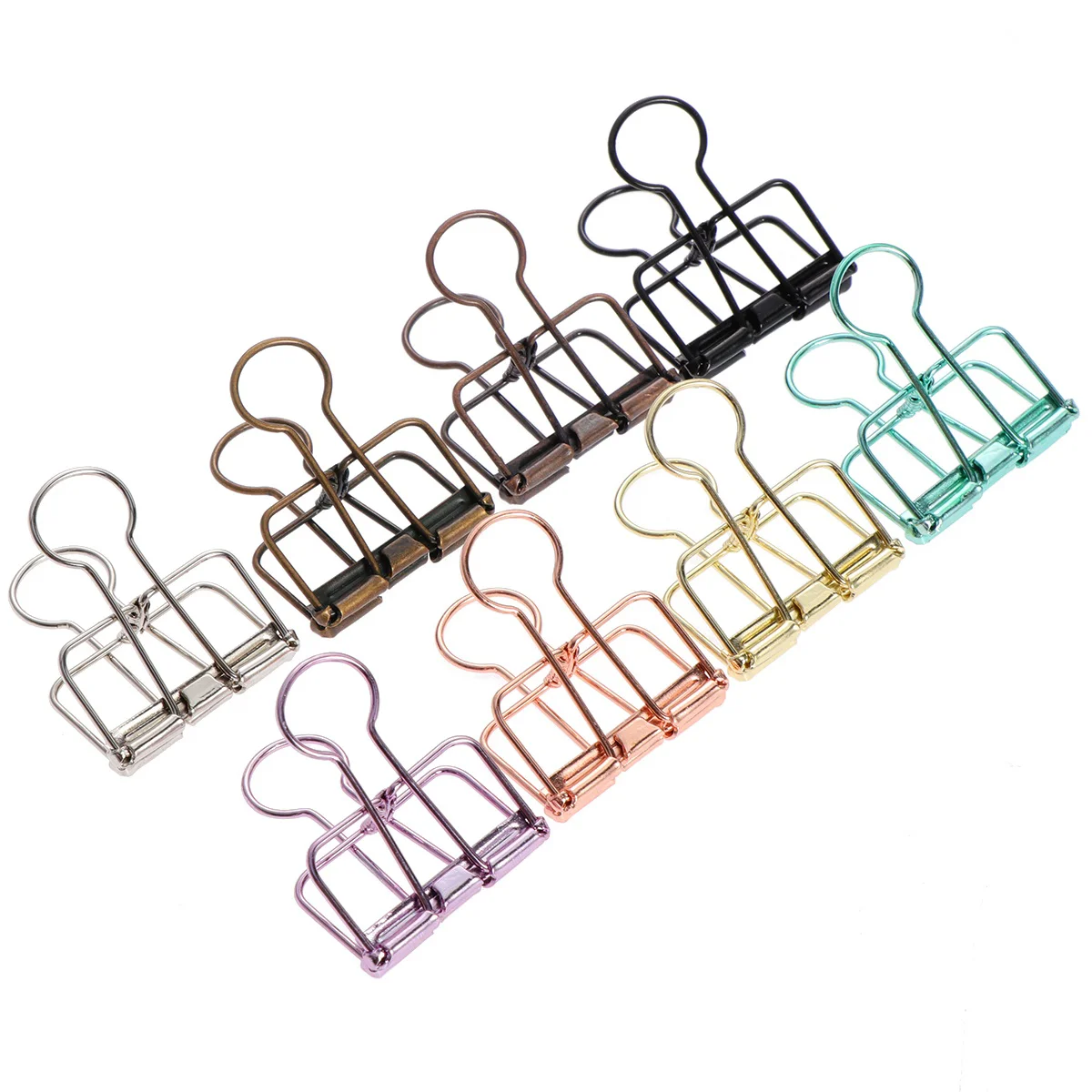 

8pcs Metal Hollow Wire Binder Clips Organizers Paper Photo Clips for Office Bill File