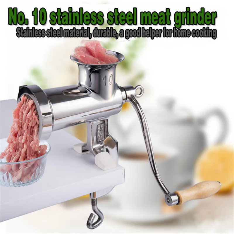 

Ручная мясорубка из нержавеющей стали, модель 10, ручная машина для приготовления говядины и колбасы, измельченный инструмент для мяса, Многофункциональный кухонный комбайн