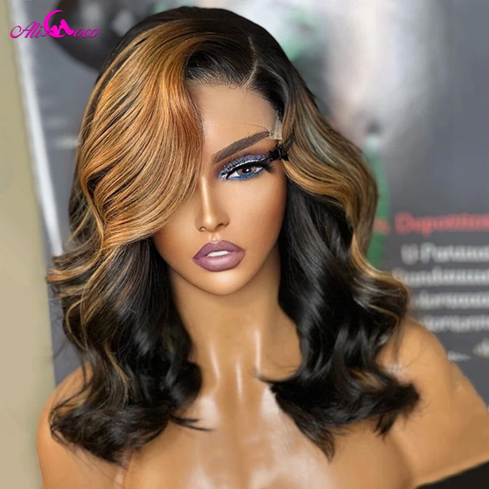180 Density 13x4 Body Wave Lace Frontal Bob Wig P1B/30 Human Hair Wigs Remy Short Bob Wig For Women Ali Coco Big Frontal Bob Wig