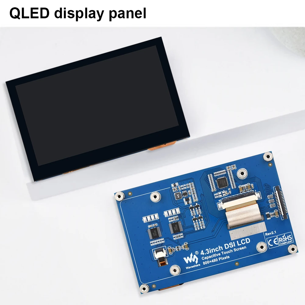 

4.3inch Touch Display Screen DSI Interface QLED Display Touch Screen Panel 800 X 480 Capacitive 5-Points for Raspberry Pi