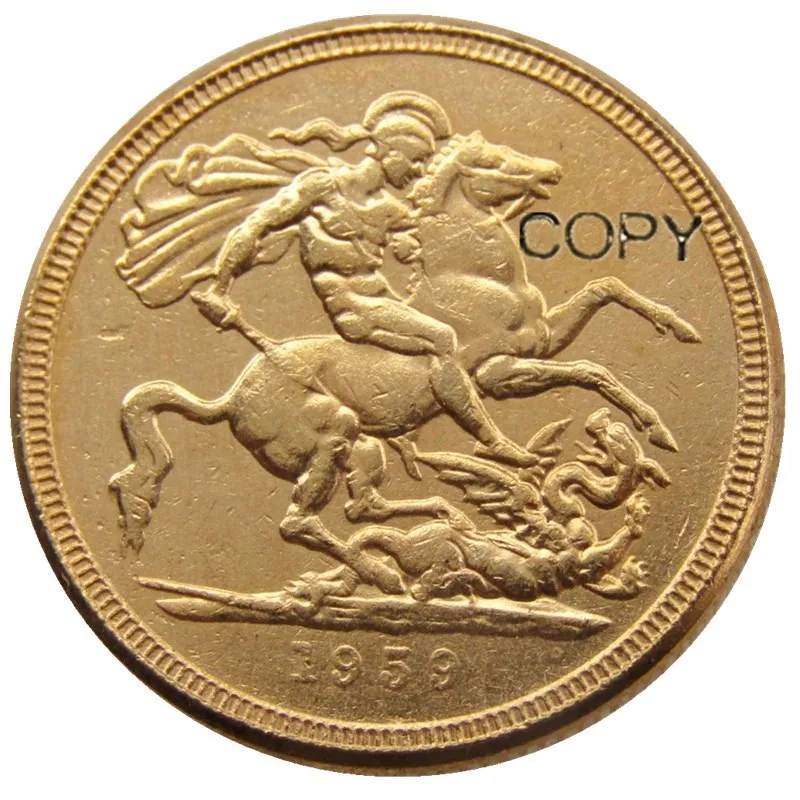 Коллекция 1959 года, королева FD Елизавета II DEI бесплатно, позолоченные монеты, 1 копия