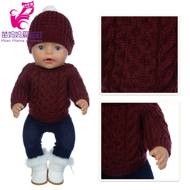 43 Cm Baby Doll Boy Clothes Thread Knit Sweater Set for18-inches Girl Dolls Clothe Child Birthday Gift