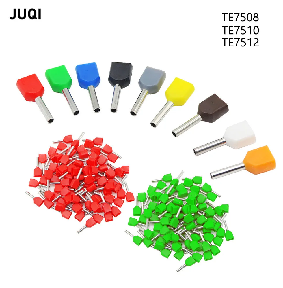 100 шт. TE7508 TE7510 TE7512 Выходная Труба 0,75 квадратная холоднопрессованная двухлинейная трубчатая Изолированная трубчатая клемма