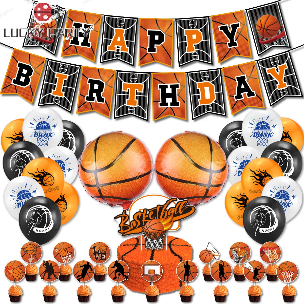 

Basketball Party Supplies Disposable Plates Cups Napkins Spoons Forks Knives for Sports Theme Children Birthday Party Decoration