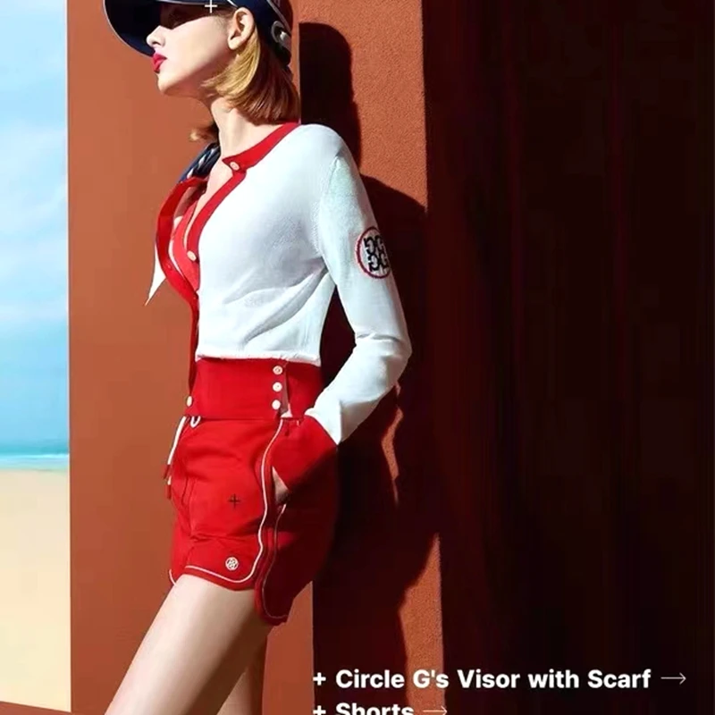 2022 Golf Clothing Women's Korean Brand Sweater Long Sleeve High Elastic Anti Pilling Cardigan Slim Lady's Sweater Knitted Top