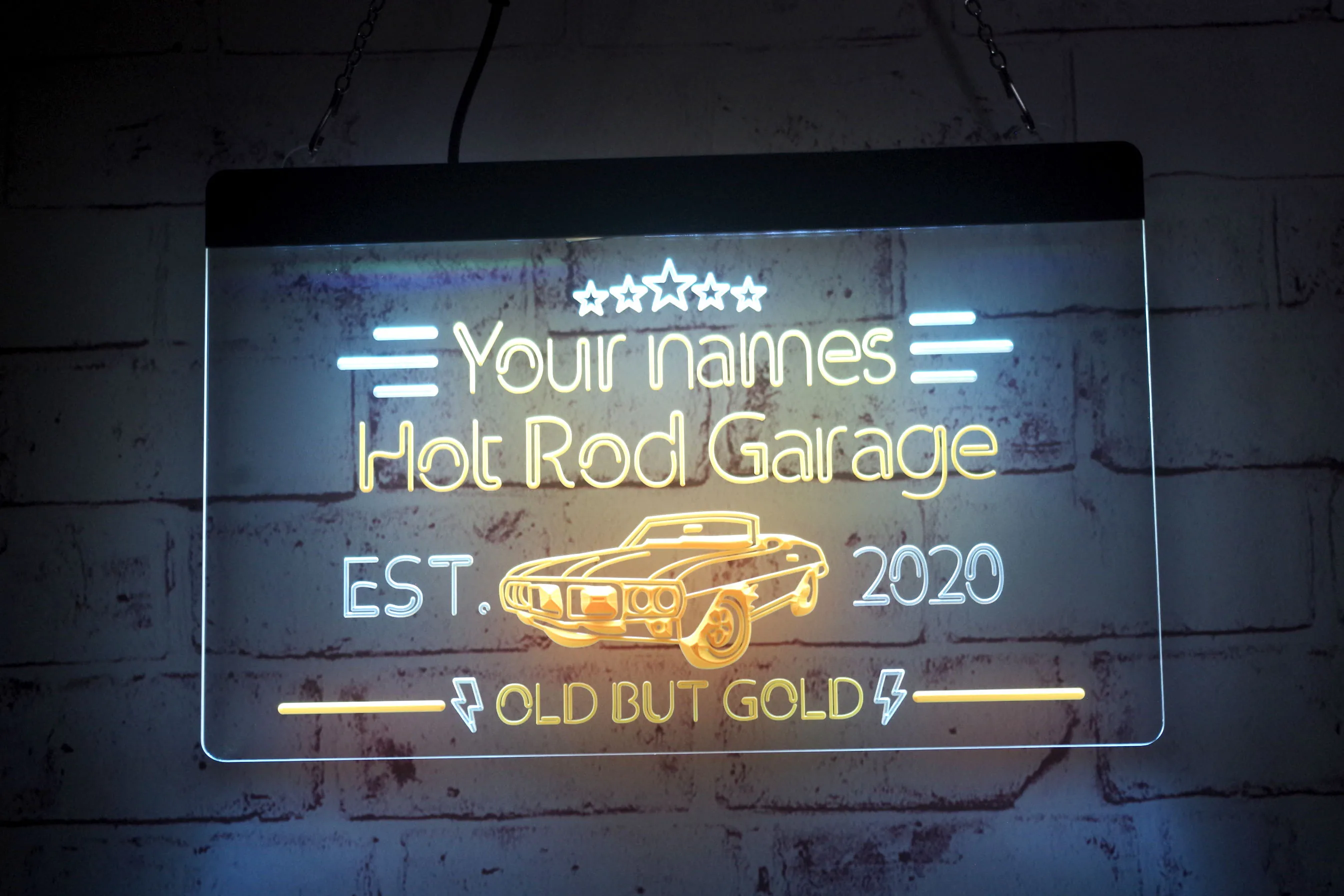 LX1297 ваше наименование Φ старый но Золотой двойной цвет Hot Rod Garage 3D гравировка