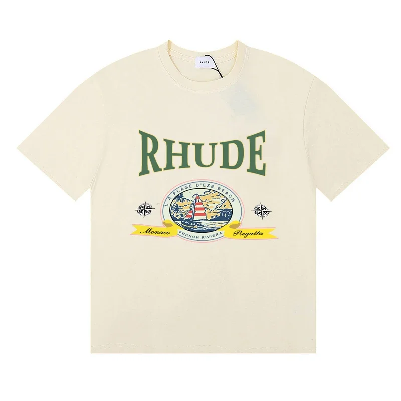 Футболка Rhude, высококачественная повседневная мужская одежда с коротким рукавом и принтом логотипа, футболки в уличном стиле (art.: 3920da4fa0ccd) - 3920da4fa0ccd
