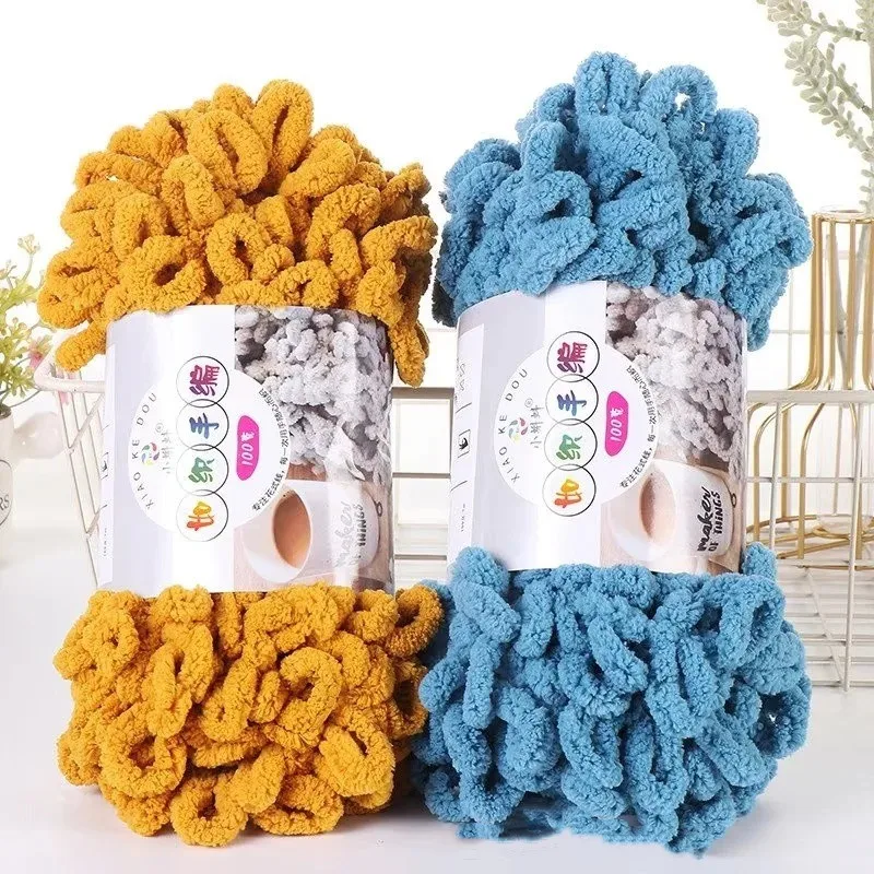 100 граммов Поточная нить с петлей для пальцев 7 метров Полиэстеровая шерсть Ручная вязаная домашняя вязанная одеяло Подушка Шарф Вязание Крупная сдельная работа.