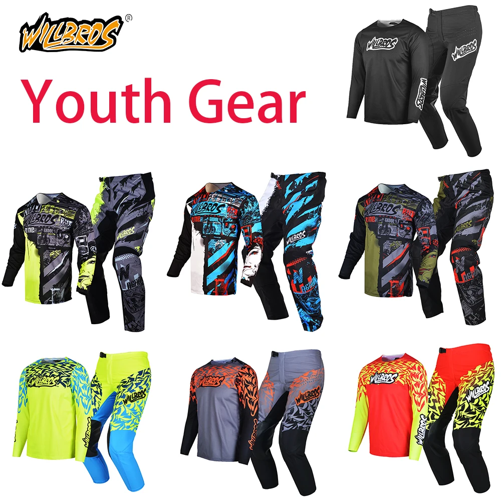 Enlarge Willbros Youth Jersey and Pants Set MTB Offroad MX Motocross Dirt Bike Mountain DH SX Enduro Riding Racing Gear Combo