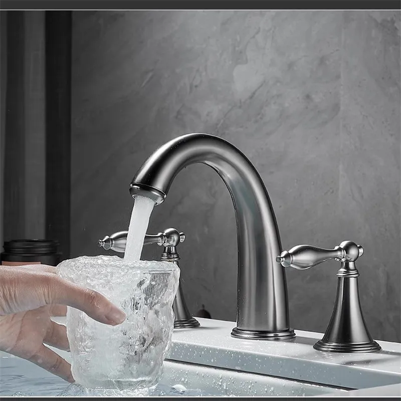 Смеситель для раковины Tuqiu латунный серый широко распространенный смеситель