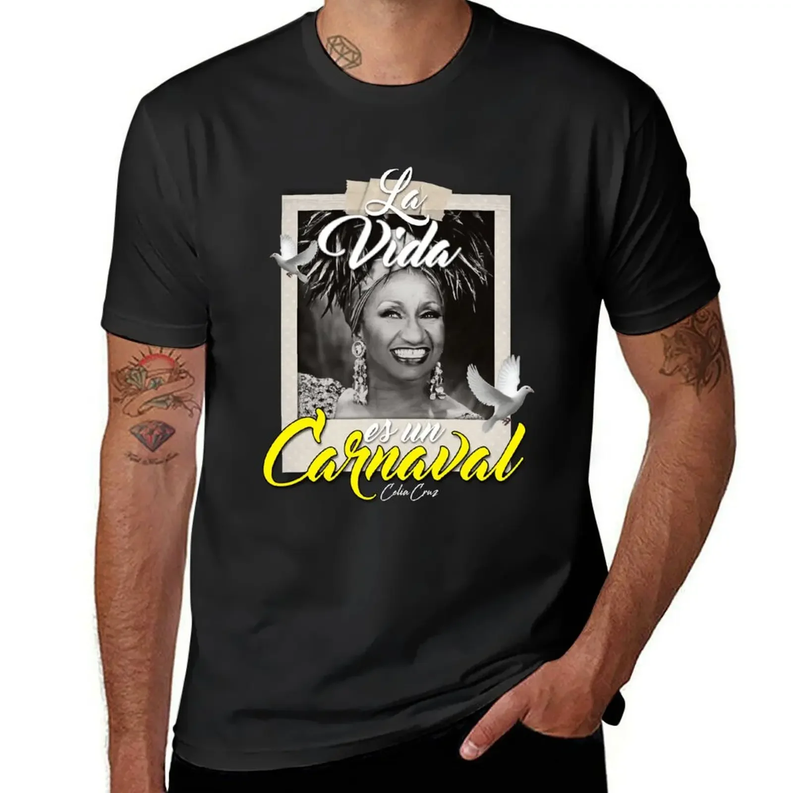 Фото Тяжелая неформальная футболка La Vida es un Carnival Celia Cruz funnys, новое издание, эстетическая одежда для мужчин на заказ №1