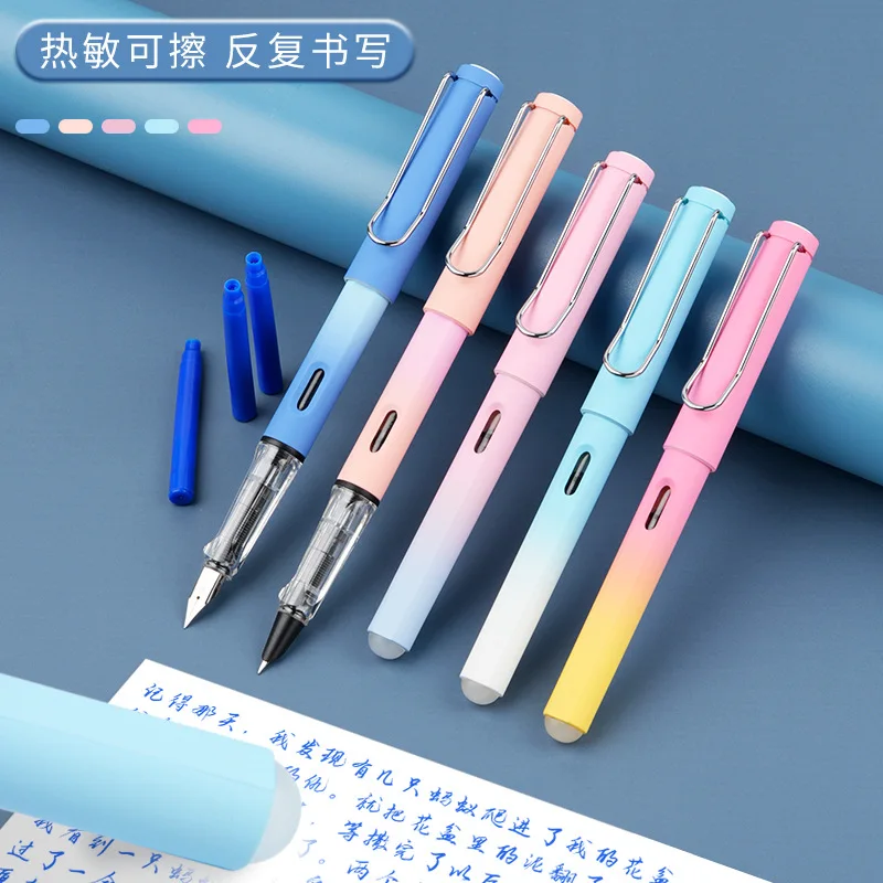 

1PC Student Fountain Pen Replacable Ink Calligraphy Pen Set F 0.5mm /EF 0.38mm Erasable Office Supplies Stationery for Writing